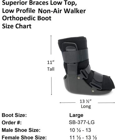 SB Superior Braces Low Top Medical Orthopedic Walker Boot - Large, Black (Size L: 10 1/2-12 M, 11 1/2-13 1/2 F) - Buy Online on GoSupps.com