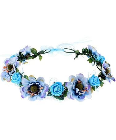 Handmade Blue Flower Crown Headband - Adjustable Tiara Decoration for Women | RK-HYTQWR RBXIBIBX - Buy Online on GoSupps.com