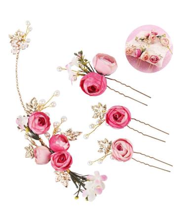 4-Piece U-Shaped Rose Hair Needles & French Side Combs - Bridal Hair Clips & Accessories for Brides and Girls - Buy Online on GoSupps.com