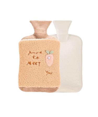 Aomaigad hot water bottle hot water bottle with cover leak-proof 2l large heat bottles with kangaroo pocket BPA free PVC water pocket for hot and cold therapy (D)