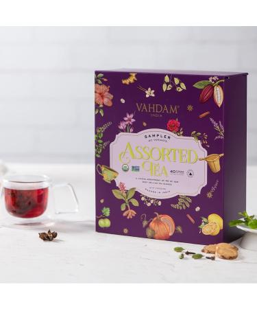 VAHDAM Assorted Tea Bags Sampler - 40 Flavors Variety Pack - Herbal, Green, Chai, Black Tea Assortment - Gift Set - Buy Online on GoSupps.com