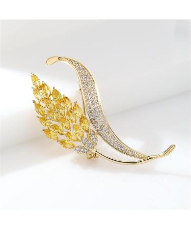 NHOSS Copper Gold Plated Micro Inlaid Wheat Spike Corsage - Unique Plant Brooch for Dresses | Fashion Accessories - Buy Online on GoSupps.com