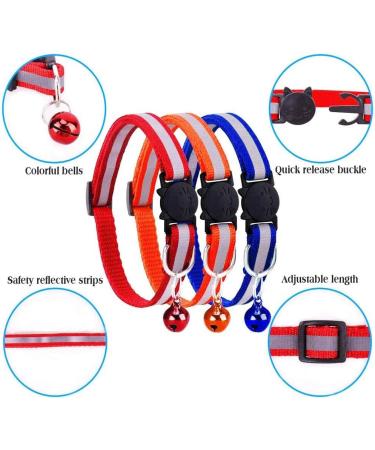 Closer 12 Pcs Reflective Collars Quick Release Safety Buckle with Bell Adjustable 19-32cm (12 Colors) - Buy Online on GoSupps.com