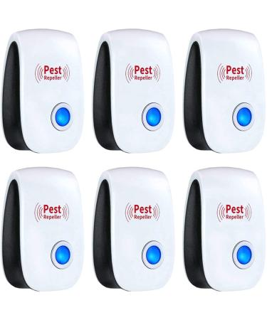 Ultrasonic Plug in Pest Repellent Indoor for Flea Insects Mosquitoes Rats Mice Spiders Ants Roaches Bugs, Non-Toxic, Humans and Pets Safe, Pest Control for Home, Office, Warehouse, Hotel (6 Packs)