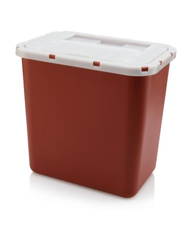 Professional Sharps Container 2 Gallon | Large Puncture Resistant Biohazard Medical Waste Disposal Box for Safe Needle and Syringe Collection | Approved for Home and Professional use Plus Bio Disposal Guide (1 Pack)