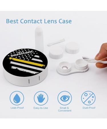 911 Dispatcher Thin Gold Line Flag Round Case For Contact Lens Kit Storage Box with Mirror Printed - Buy Online on GoSupps.com
