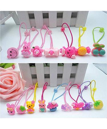 Cute Cartoon Baby Girls Princess Ball Hair Ties - 24Pcs Assorted Colors & Styles - Buy Online on GoSupps.com