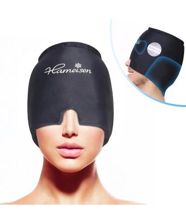 Hameisen Gel Ice Headache Relief Hat SILVADUR Technology Wearable Cold Therapy Migraine Relief Cap Upgraded Version Stretchable Ice Pack Eye Mask for Puffy Eyes Tension and Stress Relief Black