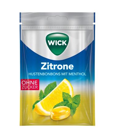 WICK Lemon sugar-free throat lozenges with natural menthol 72g
