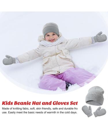 XYIYI Newborn Baby Winter Beanie Hat Mitten Set - Grey2 | Infant Toddler Knitted Hat Glove Set for Boys Girls 3-18 Months - Buy Online on GoSupps.com