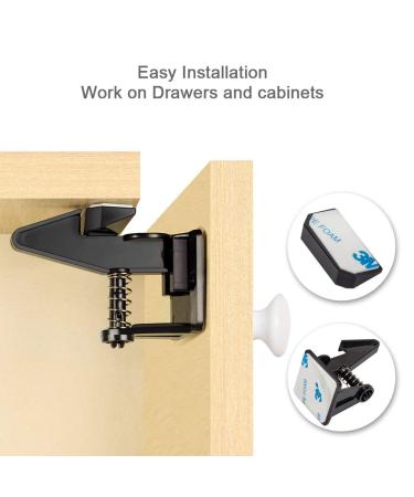 Saconell Child Locking Cabinet Set - 12 Pieces | Invisible Child Safety Locks for Cabinets Drawers and Closets | Strong Adhesive | White & Black - Buy Online on GoSupps.com