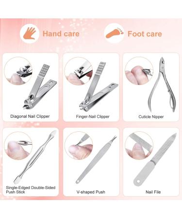 Yougai Professional Manicure Set - 12Pcs Stainless Steel Nail Kit for Women - Pedicure Grooming Kit with Travel Case (Rose Gold) - Buy Online on GoSupps.com