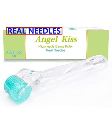 REAL NEEDLES Derma Roller - Angel Kiss 192 Advanced Version1.0 Microneedling Roller for Body Beard Face - Stainless Steel Needles - Microdermabrasion Tool for Glowing Skin - Includes Storage Case