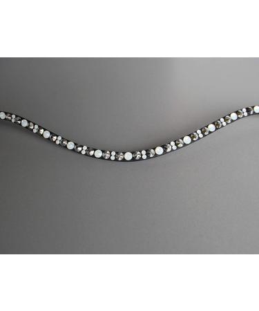 Happiness Horses Headband - Silver & White Glitter Rhinestone Curved Strap | COB Dark Brown Leather - Buy Online on GoSupps.com