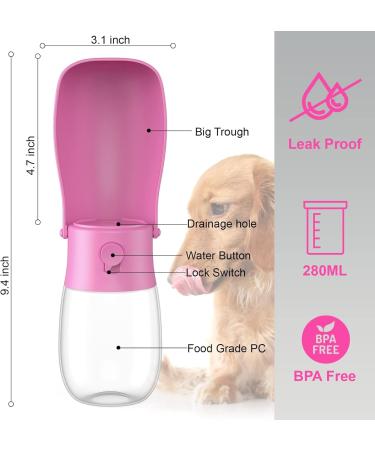 Portable Dog Water Bottle | On-the-Go Pet Hydration | Travel-Friendly & Leak-Proof for Dogs & Cats - Pink - Buy Online on GoSupps.com