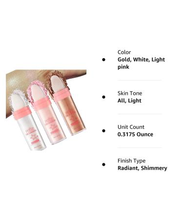 Graceice 3PCS Face Glitter Highlighter Powder Set - Gold Fairy Makeup Stick for Face, Body, Hair - Brightening & Highlighting Patting Powder - Pack of 1 - Buy Online on GoSupps.com