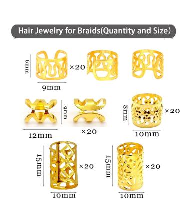 100 PCS Gold Dreadlock Beads - Hair Jewelry for Braids & Locs Accessories - Adjustable Cuffs Braiding Hair Rings for Women and Girls - Buy Online on GoSupps.com