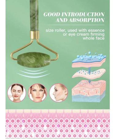 Natural Jade Roller & Gua Sha Set - Reduce Wrinkles Puffiness & Tighten Skin - Buy Online on GoSupps.com