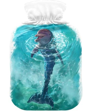 Buy Naanle Watercolor Dolphin Hot Water Bottle - 2L Transparent Large Heat & Cold Therapy Bottle for Pain Relief | Ideal for Bed Hands & Feet - Buy Online on GoSupps.com