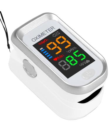 Pulse Oximeter Fingertip Oxygen Meter Finger Pulse Oximeter Oximeter Finger with Pulse Blood Oxygen Saturation Monitor Large LED Display Oximetry with Lanyard