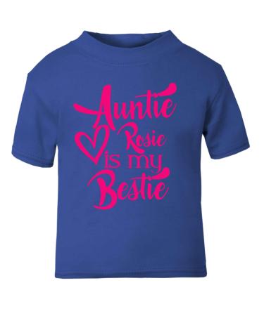 Pink Auntie Custom Name is My Bestie Baby T Shirt Top Aunty Child - 3 - 6 Months Royal Blue