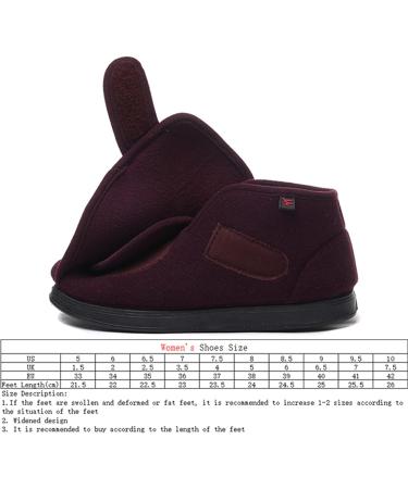 ZHENSI Women's Adjustable Cotton Slippers - Wide Swollen Feet Diabetic Shoes - Non-Slip Memory Foam - Red - Buy Online on GoSupps.com