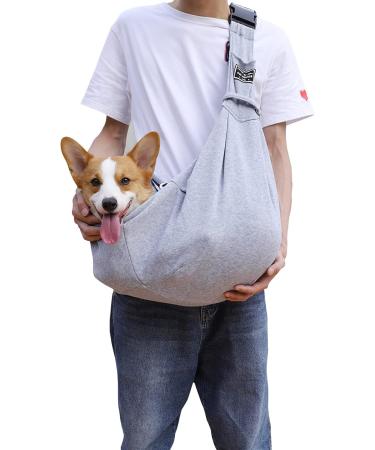 Petcute Sling Dog Carrier Bag for Small Dogs - Adjustable Padded Shoulder Strap & Safety Buckle - Front Pocket - Gray - Buy Online on GoSupps.com