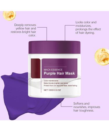 GUIBEIZU Purple Hair Mask Collagen Hair Masks Intense Repair Hair Cream Deeply Nourishes Brightens and Repairs Hair Suitable for All Hair Types - Buy Online on GoSupps.com