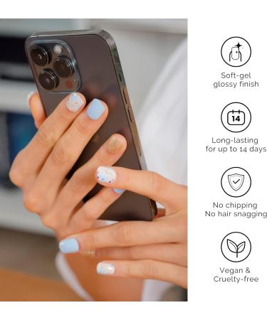NAILOG Semi Cured Gel Nail Strips - Salon-Quality Long Lasting Nail Stickers - Vintage Print & Silver Glitter - 34pcs - Buy Online on GoSupps.com