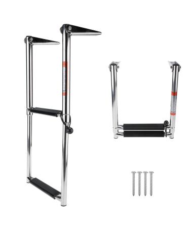 YaeMarine 2 Step Telescoping Boat Ladder Stainless Swim Marine Ladder Telescoping Drop Ladder(7321S)