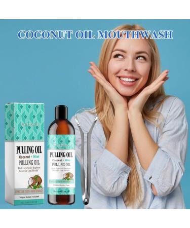 Bain De Bouche L'huile De Noix De Coco Naturelle Et La Menthe Poivr e Avec Gratte-Langue 100 Ml Huile De Menthe Poivr e Pour Blanchir Les Dents Haleine Fra che Et Gencives Saines - Buy Online on GoSupps.com