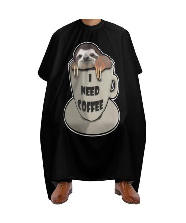 Coffee Sloth Barber Cape with Adjustable Snap Hair Cutting Salon Barber Apron for Adult