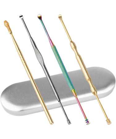 Stainless Steel Ear Cleaner Set - 4 Pcs Spiral Ear Picks for Earwax Removal - Assorted Colors - 12x0.5cm - 3 Sets - Buy Online on GoSupps.com