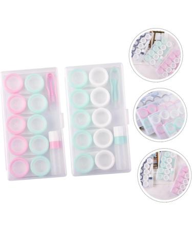 Partykindom Colored Contact Lens Storage Box - Macaron Case 2 Sets Travel Container in Light Green (14.5x8.2cm) | International Shipping - Buy Online on GoSupps.com