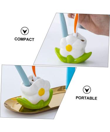 FOMIYES Flower Toothbrush Holder Working Desk toothbrush pencil holder tooth brush pen holder ceramics container cute child white Sitting Desk Toothbrush Counter Holder - Buy Online on GoSupps.com