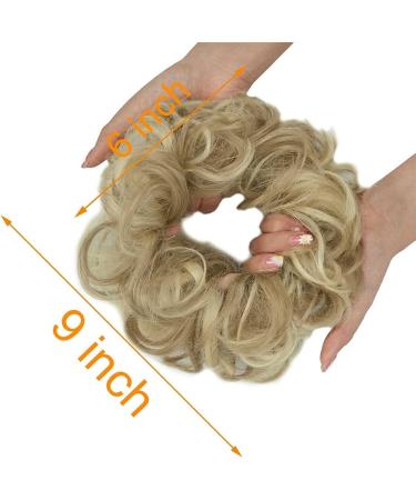 Thick Updo Scrunchies Hair Extension Ponytail 2 PCS - Dark Ginger Mix Bleach Blonde - Messy Bun Hair Piece for Women - Buy Online on GoSupps.com