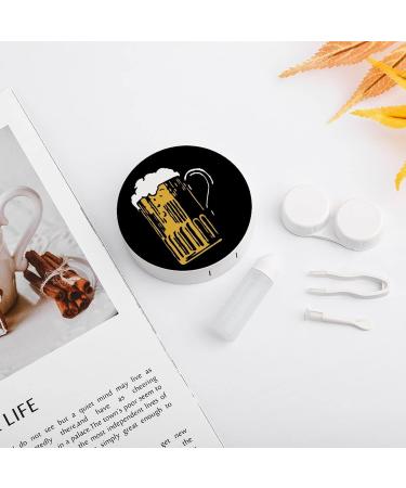 Beer Time Round Case For Contact Lens Kit Storage Box with Mirror Printed - Buy Online on GoSupps.com