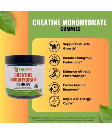Creatine Monohydrate Gummies 5000mg | Muscle Growth Strength & Recovery Vegan Sugar-Free Blueberry Flavor 120 Count | Sports Nutrition for Men & Women | Non-GMO Gluten-Free GMP Certified - Buy Online on GoSupps.com