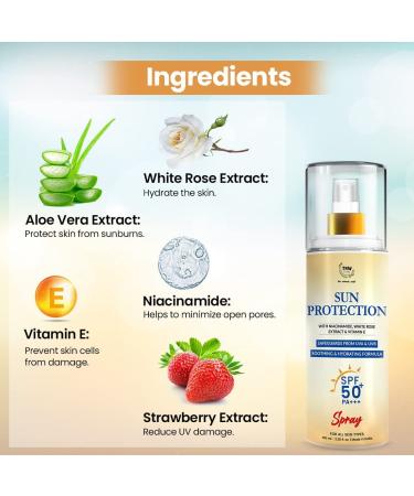 Sunscreen SPF 50 Spray with Niacinamide & White Rose | UVA/UVB Protection | PA+++ | 100 ml | International Shipping - Buy Online on GoSupps.com