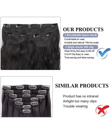 DeeThens 20 Inch Dark Brown Clip-In Wavy Hair Extensions for Women - Thick Synthetic Full Head - 3pcs - Buy Online on GoSupps.com