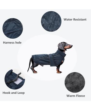 Minezi Waterproof Dog Raincoat - Adjustable Fleece Lined Reflective Caps for Small & Medium Dogs - Navy Blue - Buy Online on GoSupps.com