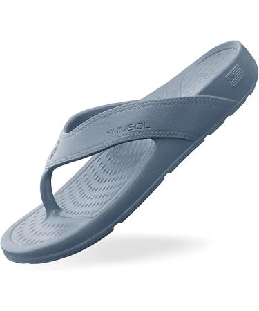 NUUSOL Unisex Cascade Flip Flops  Non-Slip Hiking/Plantar Fasciitis Footwear  Soft Cushion  Lightweight & Comfortable  Arch Support & Textured Footbed  Pain Relief for Joint  Neck & Back Injuries 12 Women/11 Men Slate Gray