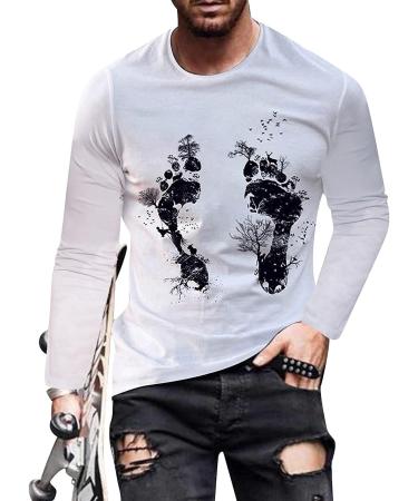 Men's Regular-Fit Long-Sleeve Graphic T-Shirt - White - Size XL - Buy Online on GoSupps.com