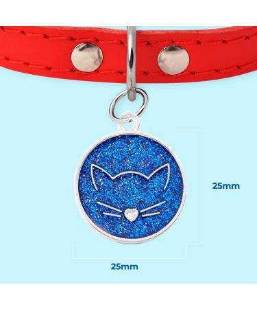 Personalized Ibera Gifts for Medium to Large Cats - Round Shape Cat Collar with Engraved Name & Address | Blue Glitter Design - Buy Online on GoSupps.com