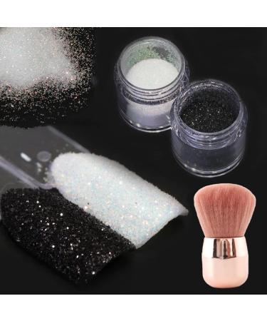 3pcs Shimmer Black White Rainbow Nail Glitter Holographic Shining Nail Glitter Candy Coat Powder Sugar Coating Effect Powder Nail Pigment Powder Nail Art Decorations Dust Diamond Dust for Nails Set