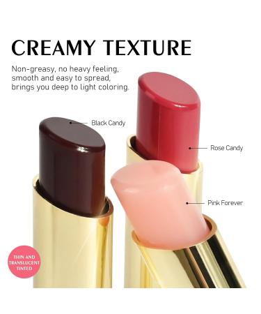 FREEORR 2PCS Honey Lipstick Black Tinted Lip Balm Sheer Natural Glossy Finish Lip Color Hydrating Moisturizing Lip Balm and Nourishing Lip Gloss for All Skin Tones Black Candy&Rose Candy - Buy Online on GoSupps.com