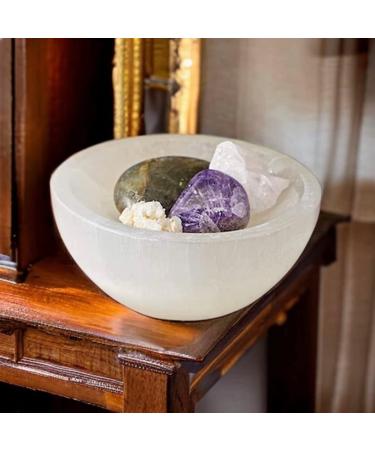 Selenite Handmade Charging Bowl - 6cm | Spiritual Energy Cleansing Plate for Meditation and Jewelry Storage - Buy Online on GoSupps.com