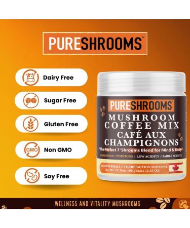 Perfect 7 Mushroom Coffee Made in Ontario CA | Organic Fruiting Body Lion s Mane Reishi Cordyceps Chaga Turkey Tail | Low-Acid Premium Colombian Arabica Instant Medium Roast 50 Servings Perfect 7 50 Servings (  - Buy Online on GoSupps.com