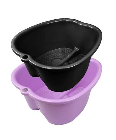 2 Pcs Foot Soaking Bath Basin - Large Foot Soaking Tub Foot Bath Spa Wash Basin Foot Bucket Foot Soaking Tub Feet at Home (Purple/Black) one size Purple & Black