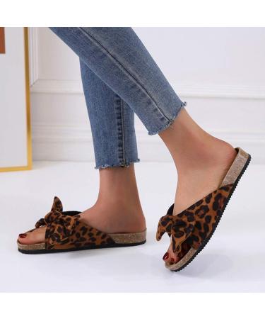 Shop Creev Women's Flat Sandals - Leopard Espadrille House Shoes Open Toe Platform Slip-Ins for Summer & Beach Outdoor - Buy Online on GoSupps.com